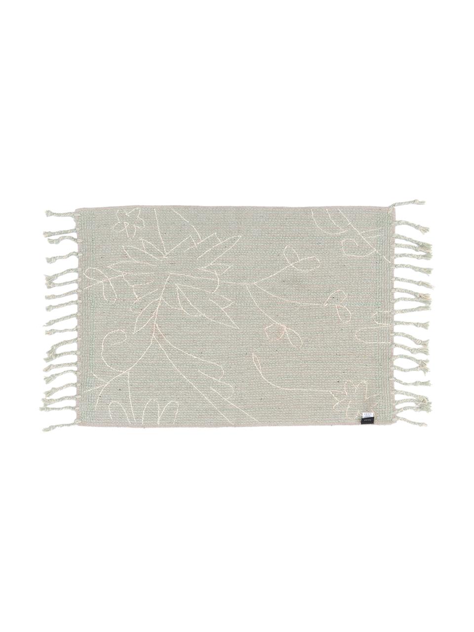 Dywanik łazienkowy z frędzlami Lotus, 100% bawełna, Turkusowy, biały, S 50 x D 70 cm