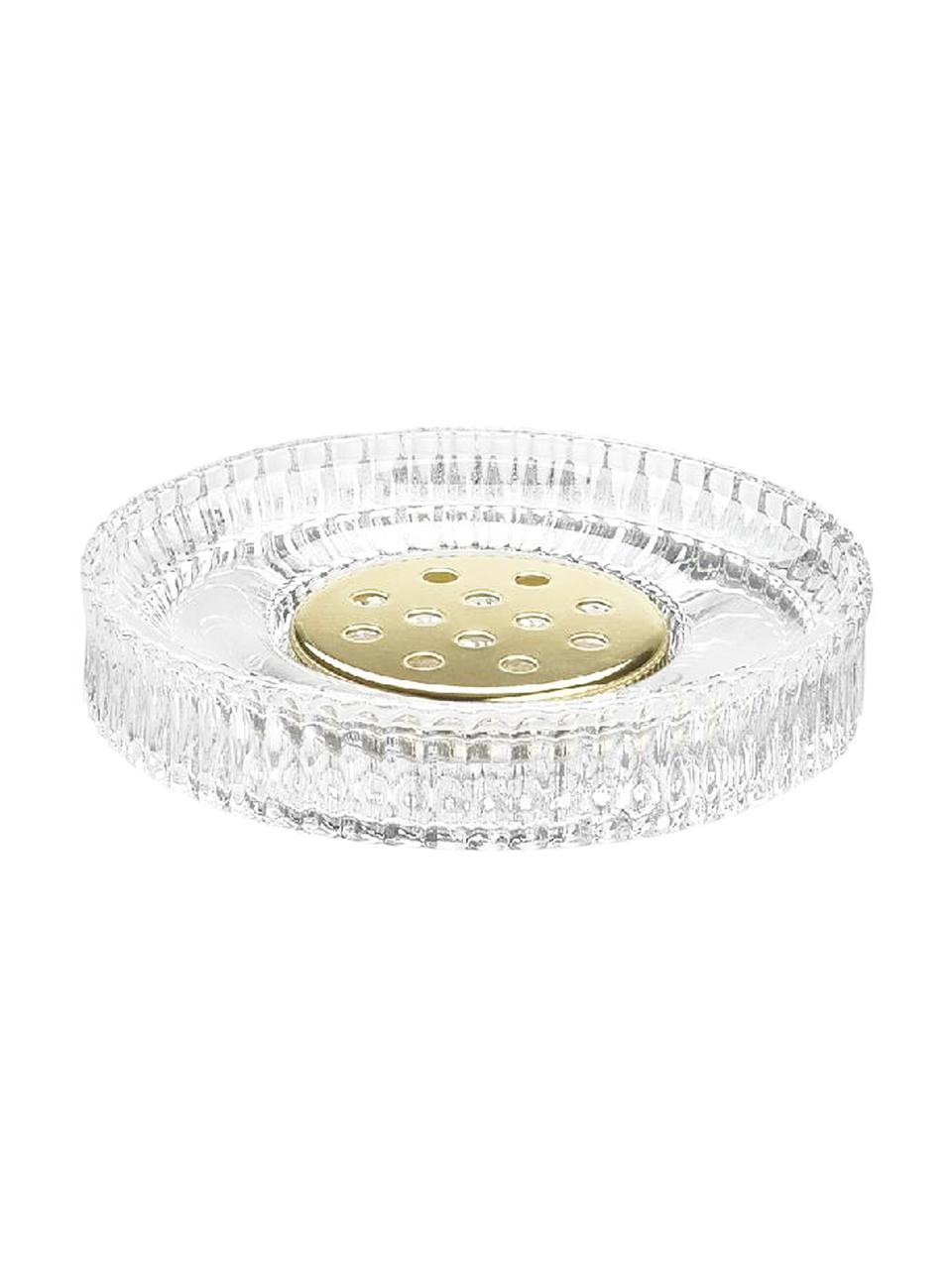 Skleněná mýdlenka Gulji, Sklo, Transparentní, zlatá, Ø 11 cm, V 2 cm