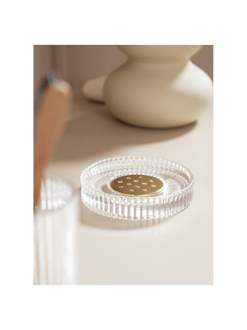 Miska na mydlo zo skla Gulji, Sklo, Priehľadná, odtiene zlatej, Ø 11 x V 2 cm