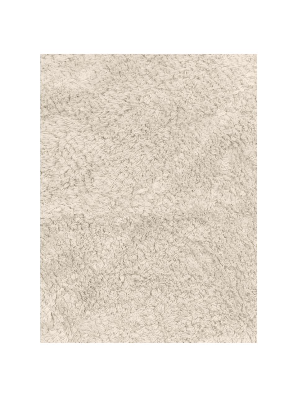 Handgetufteter Baumwollläufer Bina mit Rautenmuster und Fransen, Beige, B 80 x L 250 cm