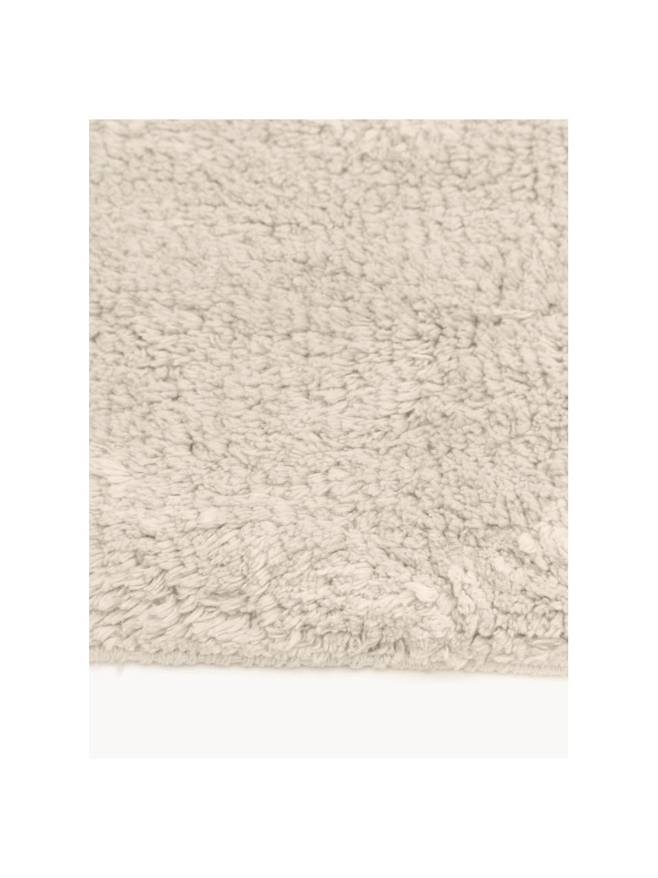 Handgetufteter Baumwollläufer Bina mit Rautenmuster und Fransen, Beige, B 80 x L 250 cm