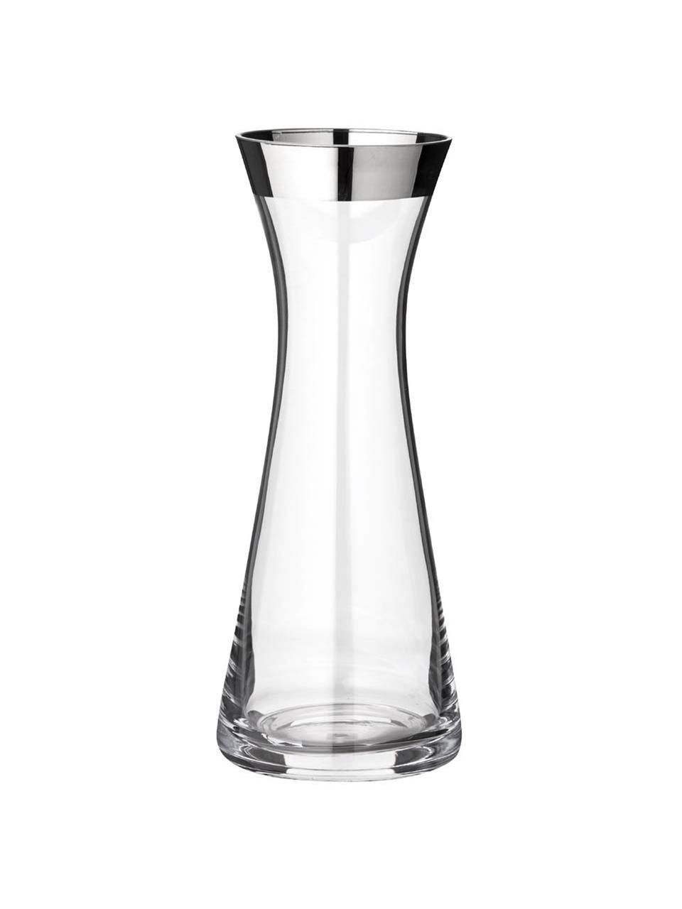 Glaskaraffe Hendrik mit Platinrand, 800 ml, Kristallglas , Platinrand, Transparent, H 27 cm