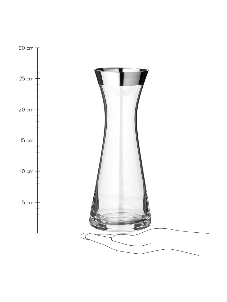 Caraffa in vetro Hendrik, 800 ml, Vetro di cristallo , bordo in platino, Trasparente, Alt. 27 cm