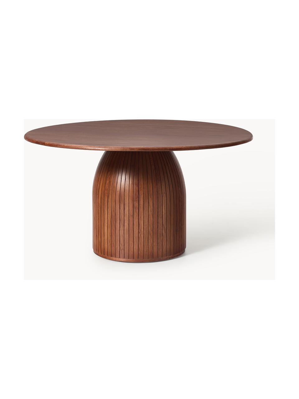 Mesa de comedor redonda con estructura estriada Nelly, tamaños diferentes, Tablero: madera de roble, Madera de roble oscura, Ø 115 cm