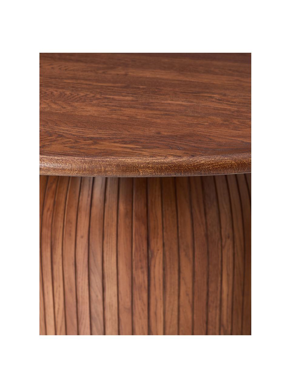 Mesa de comedor redonda con estructura estriada Nelly, tamaños diferentes, Tablero: madera de roble, Madera de roble oscura, Ø 115 cm