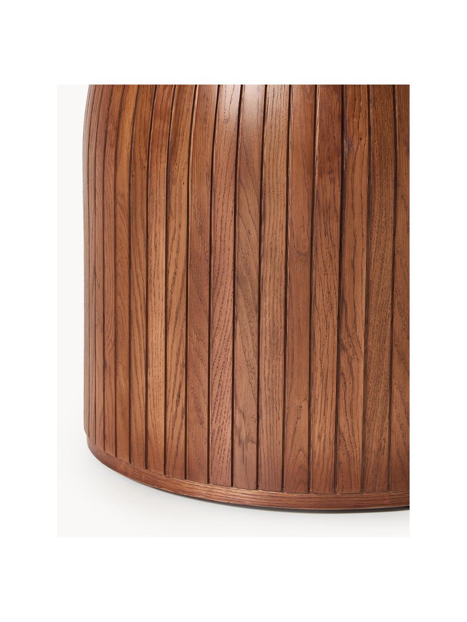 Mesa de comedor redonda con estructura estriada Nelly, tamaños diferentes, Tablero: madera de roble, Madera de roble oscura, Ø 115 cm