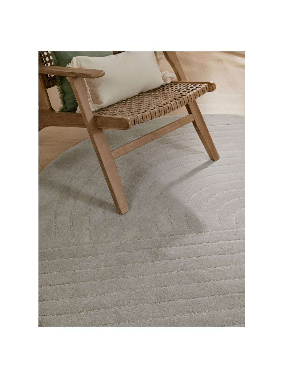 Tapis rond laine tufté main Mason, Gris clair, Ø 150 cm (taille M)