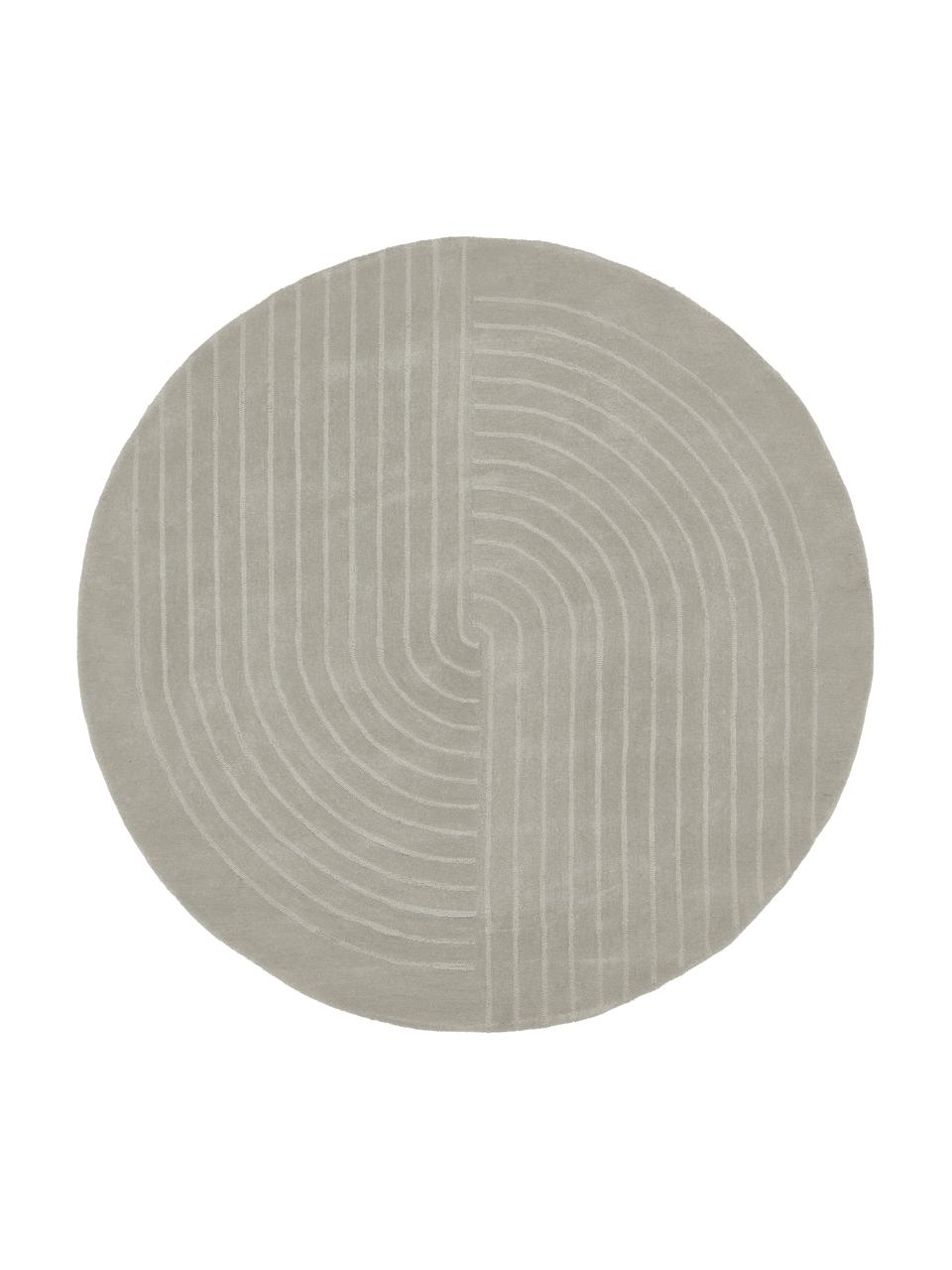 Tappeto rotondo in lana taftato a mano Mason, Retro: 100% cotone Nel caso dei , Grigio chiaro, Ø 150 cm (taglia M)