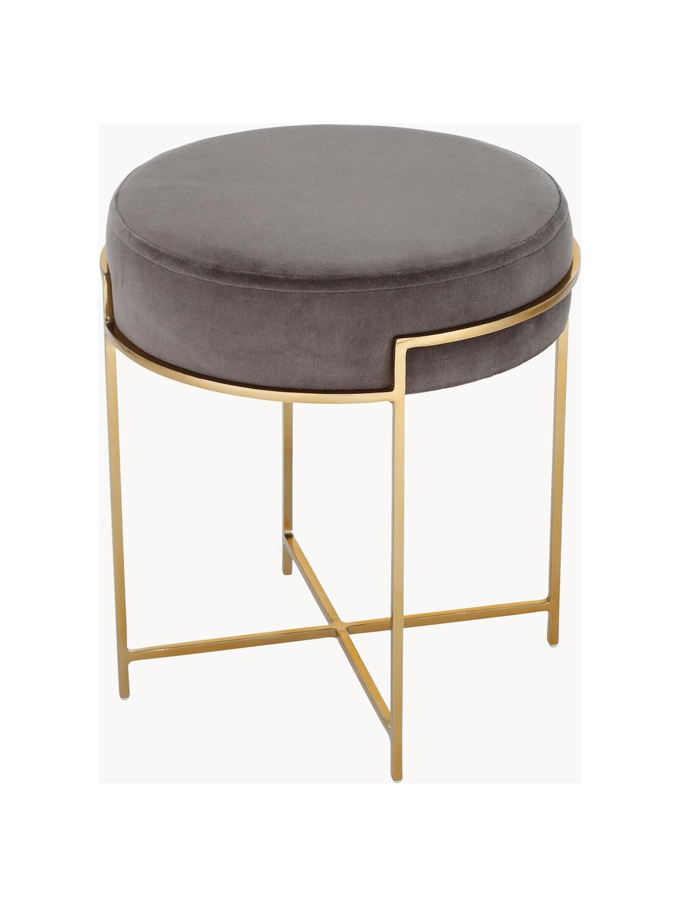 Tabouret en velours Madeleine, Velours gris foncé, Ø 40 x haut. 45 cm