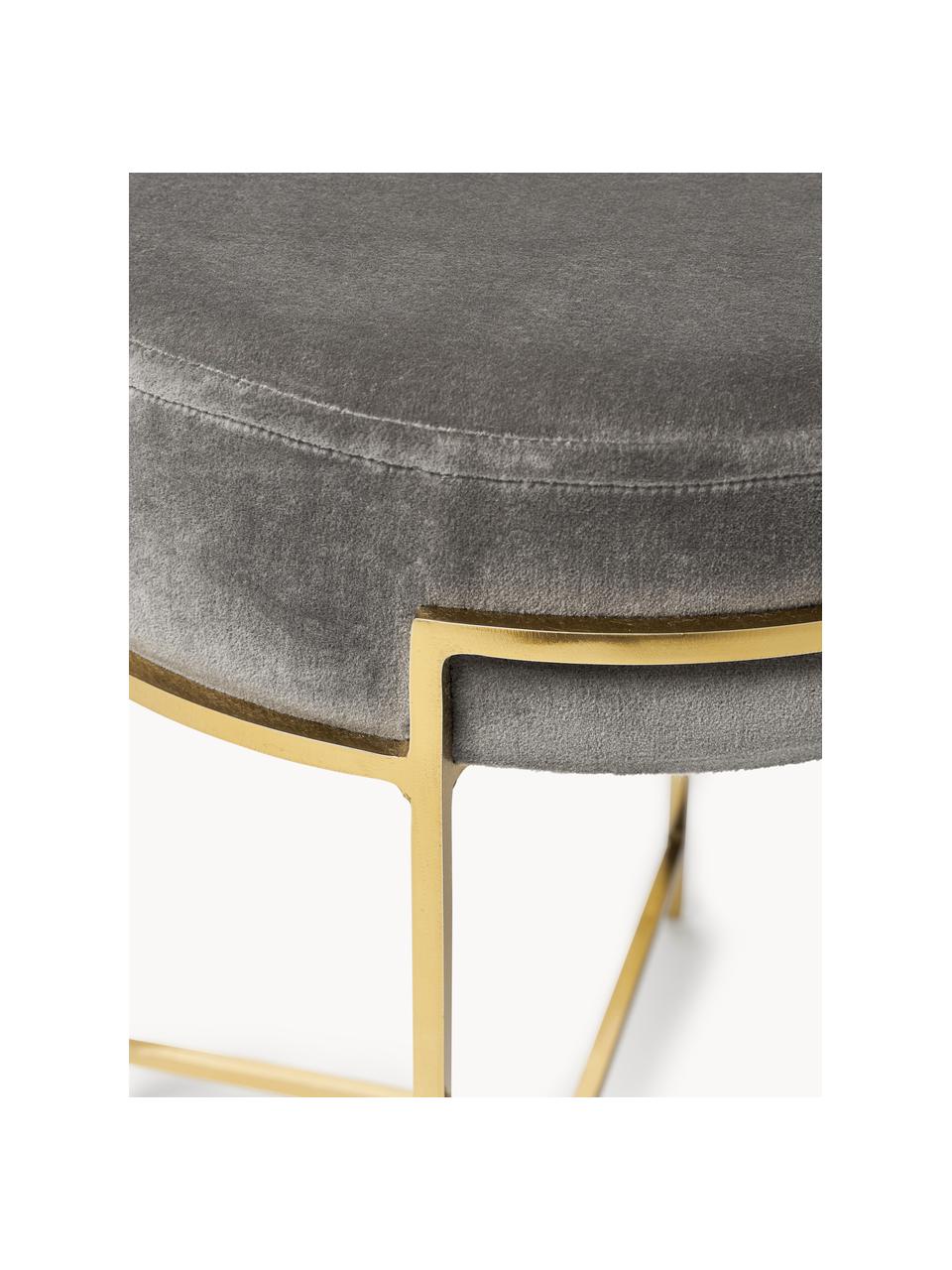 Sametová stolička Madeleine, Tmavě šedá, Ø 40 cm, V 45 cm