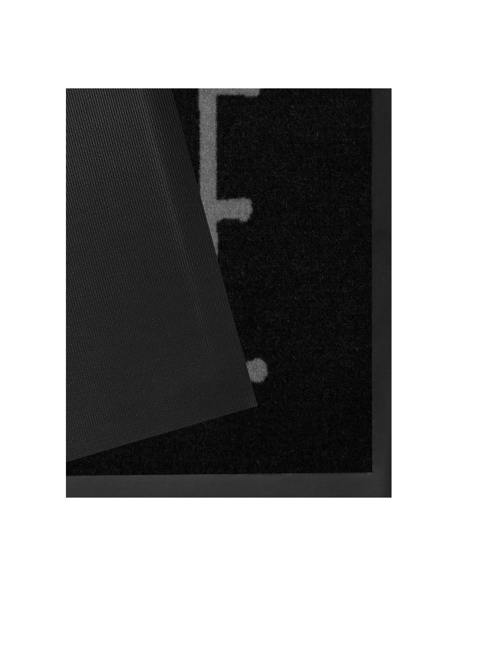 Felpudo de poliamida Easy Home, Parte superior: poliamida, Reverso: goma, Negro, gris, An 45 x L 75 cm