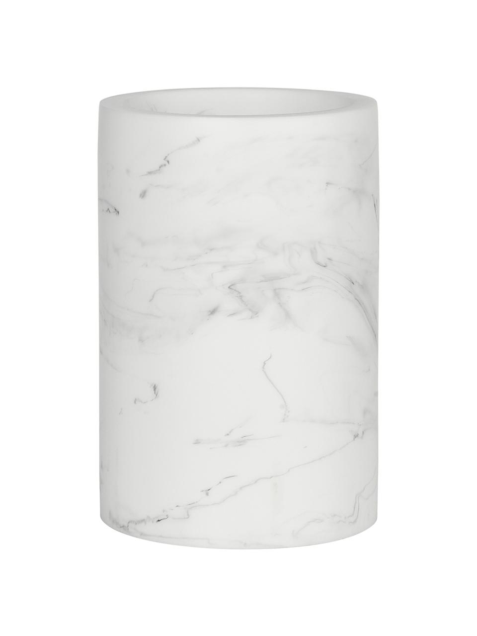 Kubek na szczoteczki Swan, Tworzywo sztuczne (poliresing ), Biały, marmurowy, Ø 7 x W 11 cm