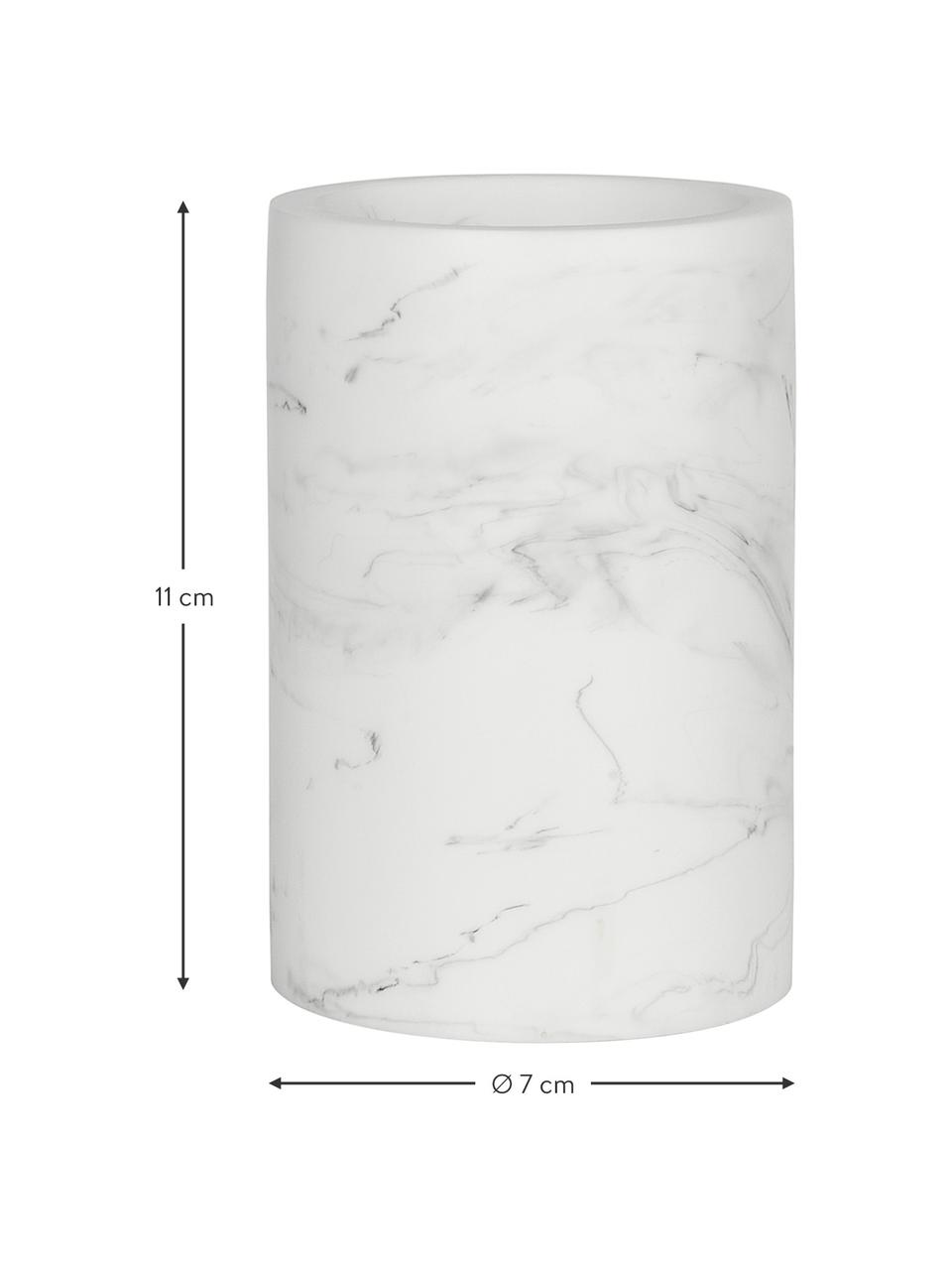 Zahnputzbecher Swan in Marmor-Optik, Kunststoff (Polyresin), Weiß, marmoriert, Ø 7 x H 11 cm