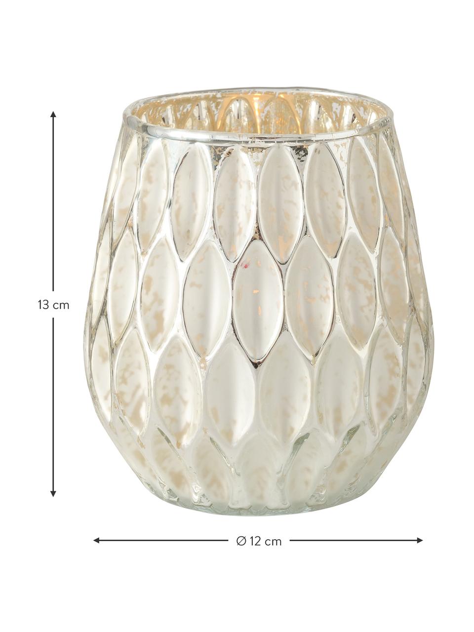 Waxinelichthouder Jalia, Glas, Goudkleurig, wit, Ø 12 x H 13 cm