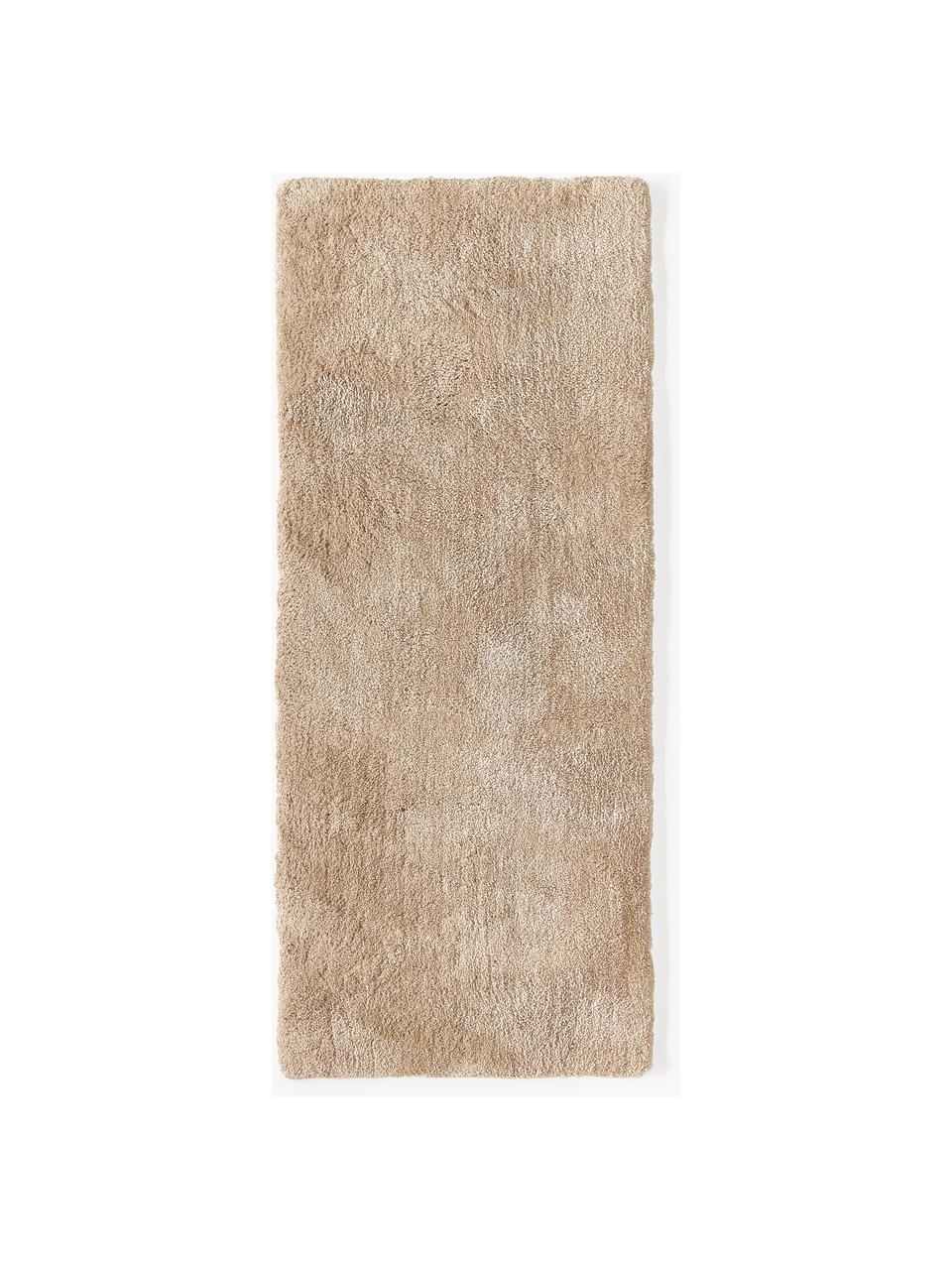 Tapis d'entrée moelleux à poils longs Leighton, Microfibre (100 % polyester, certifié GRS), Nougat, larg. 80 x long. 200 cm