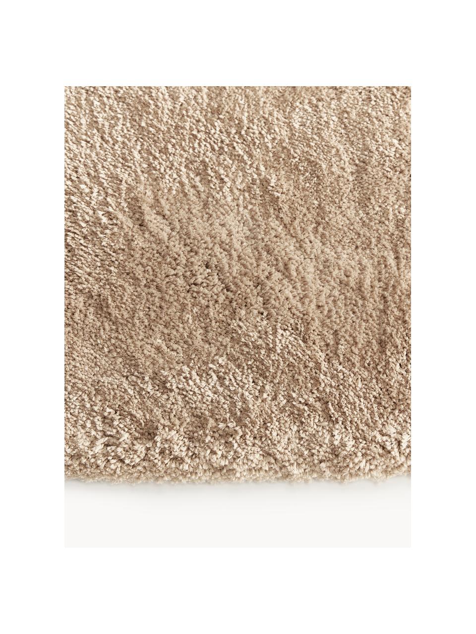 Pluizige hoogpolige loper Leighton, Microvezels (100% polyester, GRS-gecertificeerd), Nougat, B 80 x L 200 cm