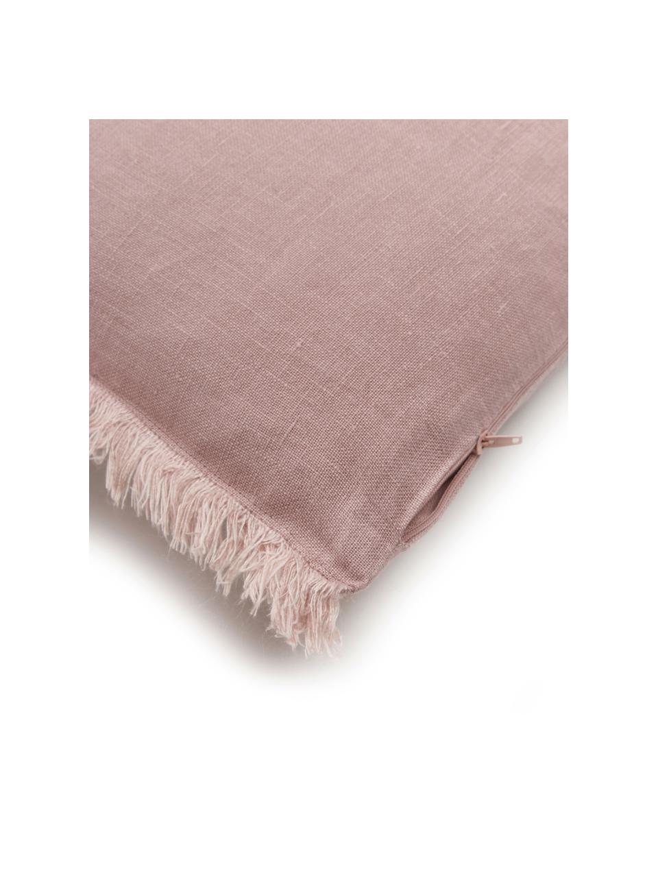 Housse de coussin lin vieux rose à franges Luana, 100 % pur lin

Le lin est naturellement doté d'un toucher plutôt rugueux et d'un aspect froissé
Sa résistance élevée au accrocs lui confère robustesse et longévité, Vieux rose, larg. 50 x long. 50 cm