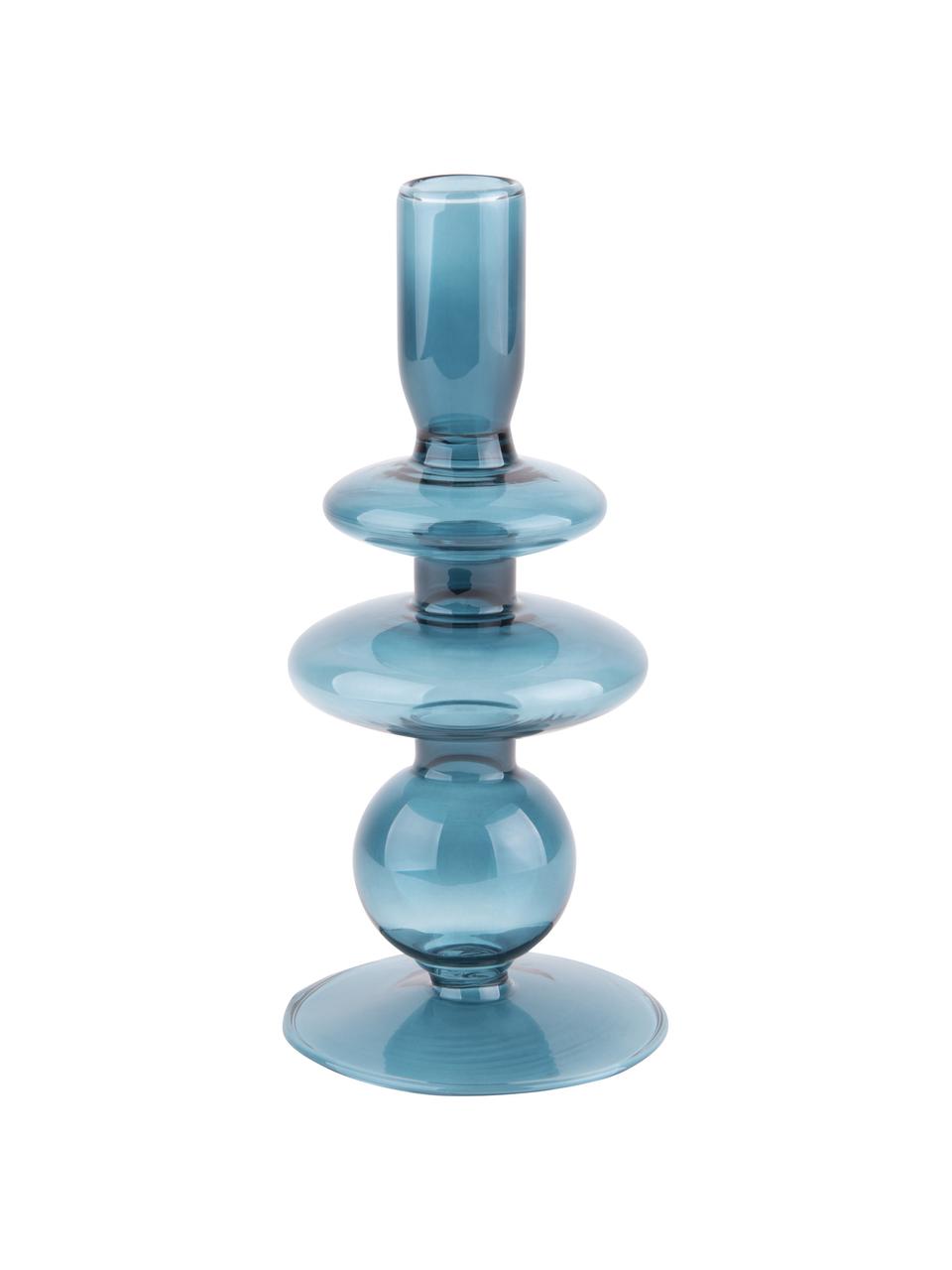 Kandelaar Art in organische vorm, Glas, Blauw, Ø 9 x H 20 cm