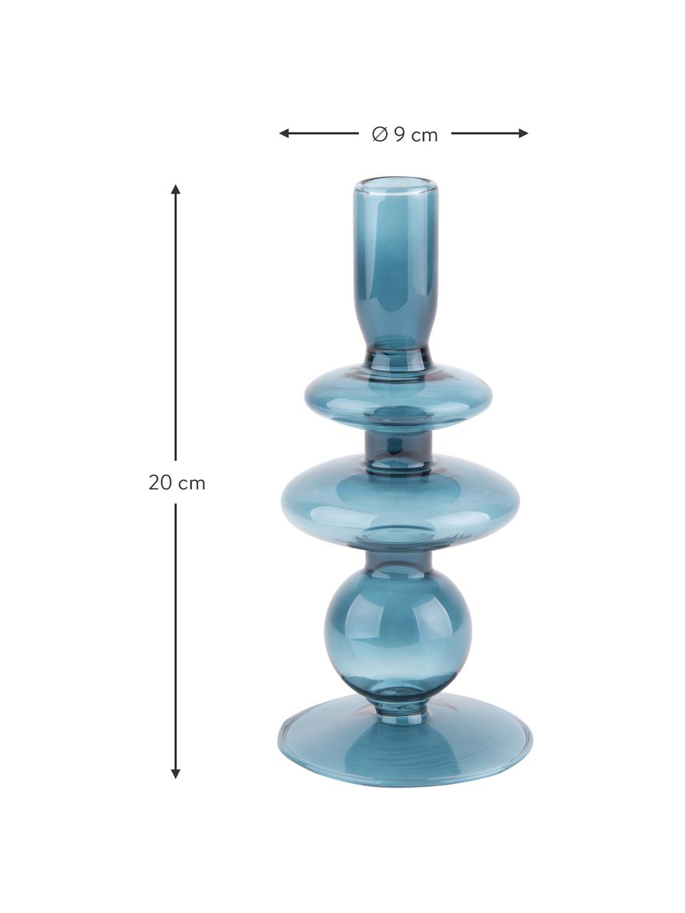 Svícen v organickém tvaru Art, Sklo, Modrá, Ø 9 cm, V 20 cm