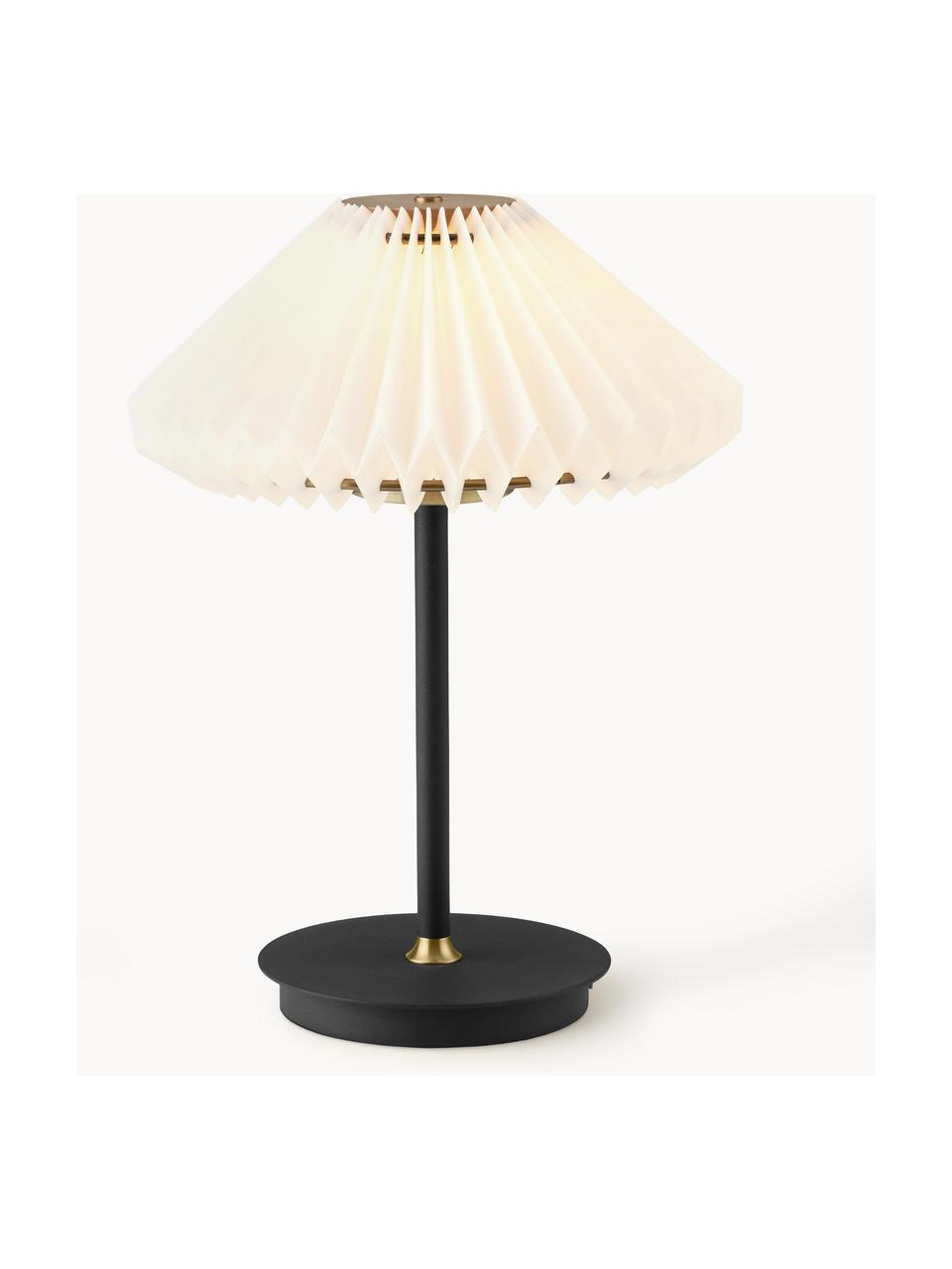 Lámpara de mesa LED regulable Paris To Go, portátil, Pantalla: fibra sintética, Blanco, negro, Ø 22 x Al 28 cm