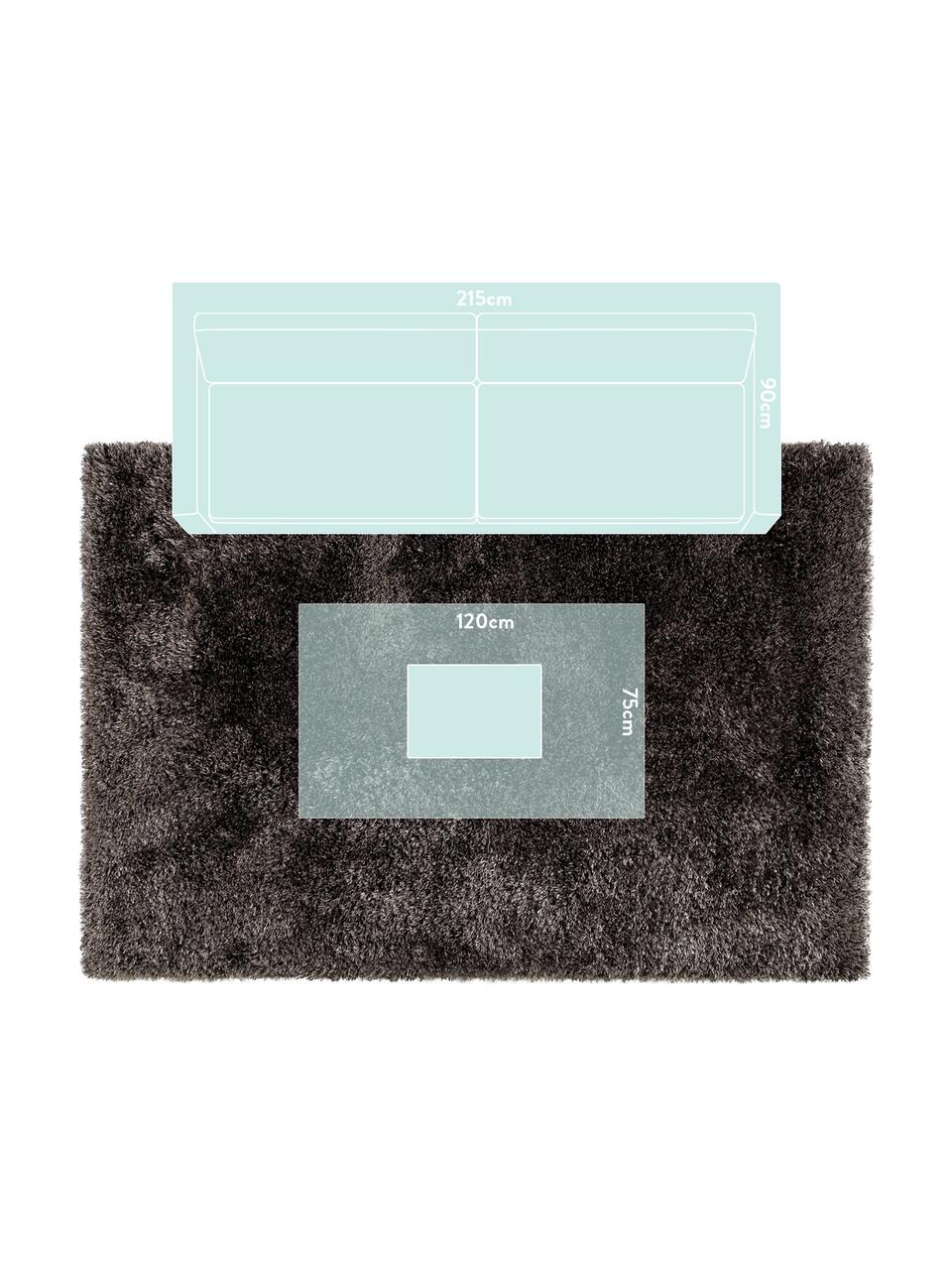 Glänzender Hochflor-Teppich Lea in Anthrazit, 50% Polyester, 50% Polypropylen, Anthrazit, B 300 x L 400 cm (Größe XL)