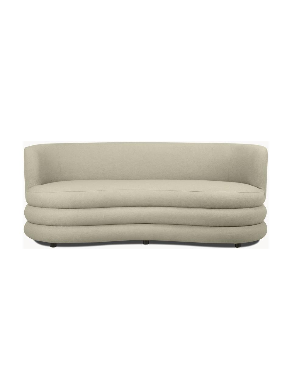 Sofá en tejido bouclé de diseño Solomon (3 plazas), Tapizado: 100% poliéster Alta resis, Tapizado: relleno de espuma, Estructura: madera de abeto maciza, m, Patas: plástico, Bouclé verde salvia, An 193 x Al 92 cm