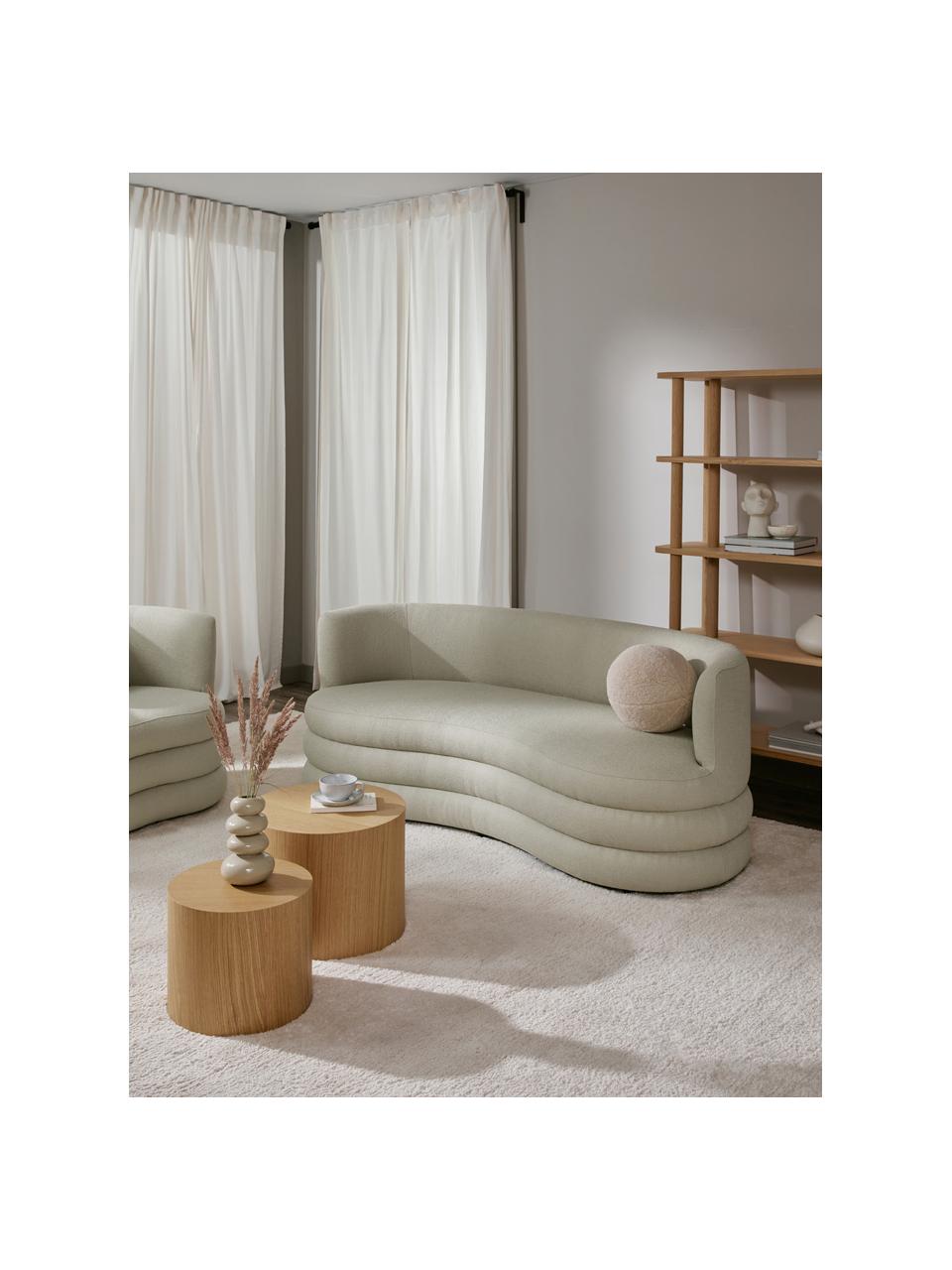 Divano di design 3 posti in bouclé Solomon, Rivestimento: 100% poliestere 35.000 ci, Struttura: legno di abete massiccio,, Piedini: plastica Questo prodotto , Bouclé verde salvia, Larg. 193 x Prof. 92 cm