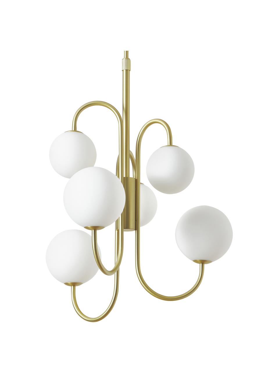 Lámpara de techo de vidrio Avalee, Anclaje: metal recubierto, Blanco, dorado, Ø 55 x Al 100 cm