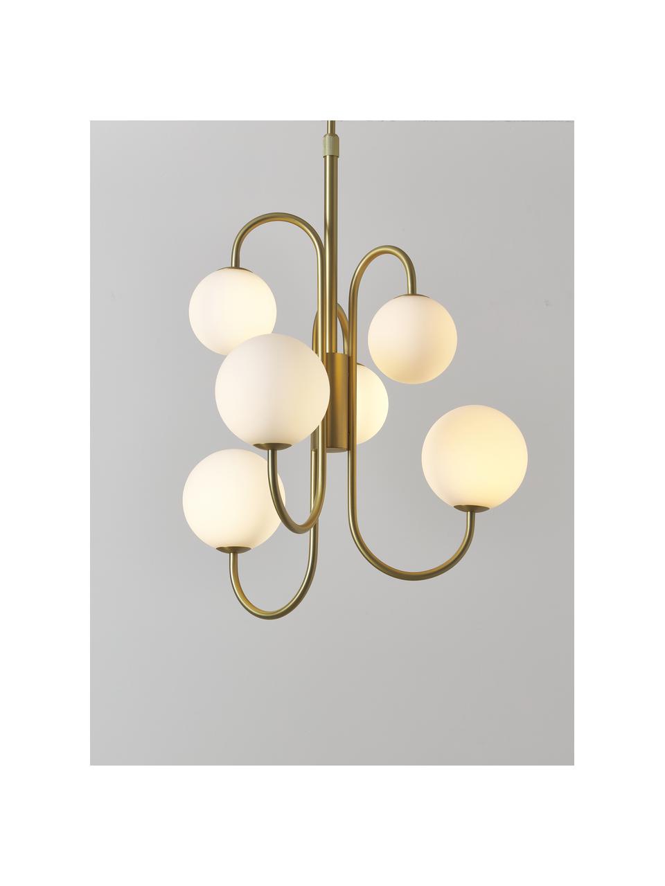 Hanglamp Avalee van glas, Wit, goudkleurig, Ø 55 cm