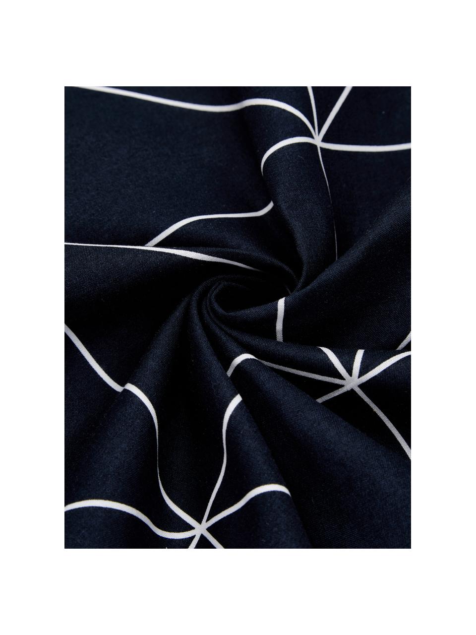Funda de almohada de algodón Marla, Azul marino, blanco crema, An 45 x L 110 cm