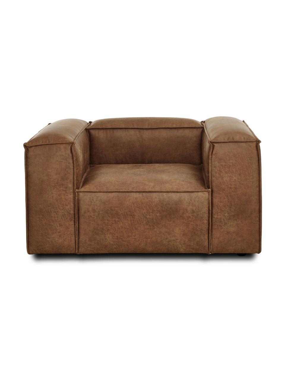 Poltrona in pelle riciclata Lennon, Rivestimento: pelle riciclata (70 % pel, Rivestimento: imbottitura in schiuma co, Pelle marrone, Larg. 130 x Prof. 101 cm