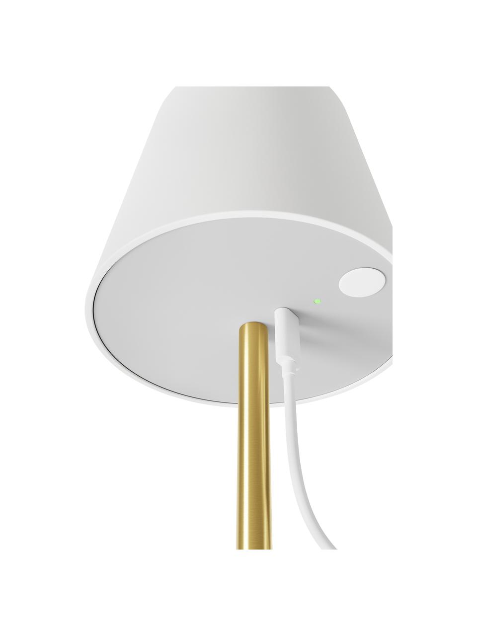 Lampada da tavolo dimmerabile con porta USB Fausta, Paralume: plastica, Dorato, bianco, Ø 13 x Alt. 37 cm