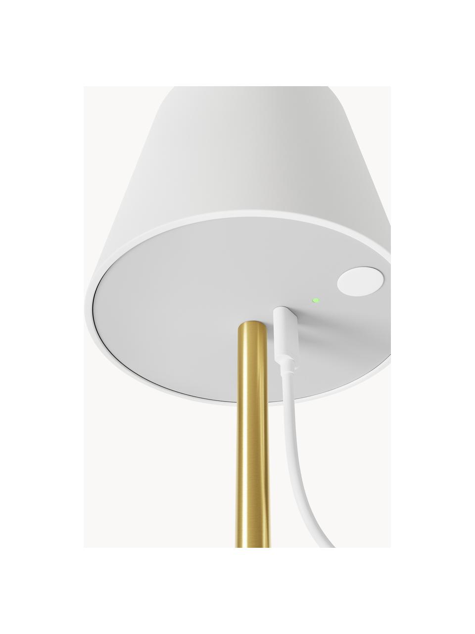Dimmbare Tischlampe Fausta mit USB-Anschluss, Lampenschirm: Kunststoff, Goldfarben, Weiss, Ø 13 x H 37 cm