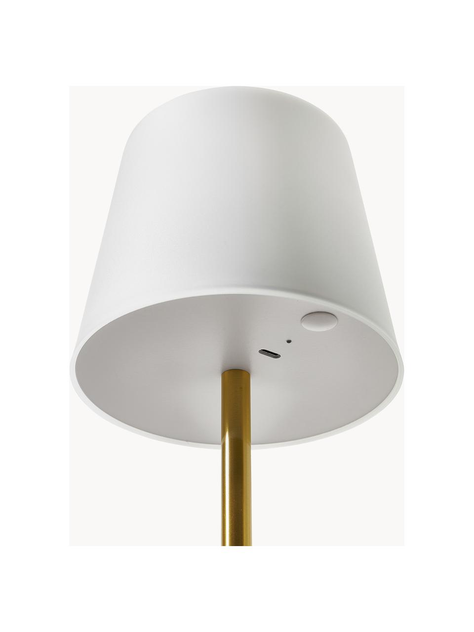Dimbare tafellamp Fausta met USB-aansluiting, Lampenkap: kunststof, Lampvoet: gecoat metaal, Goudkleurig, wit, Ø 13 x H 37 cm