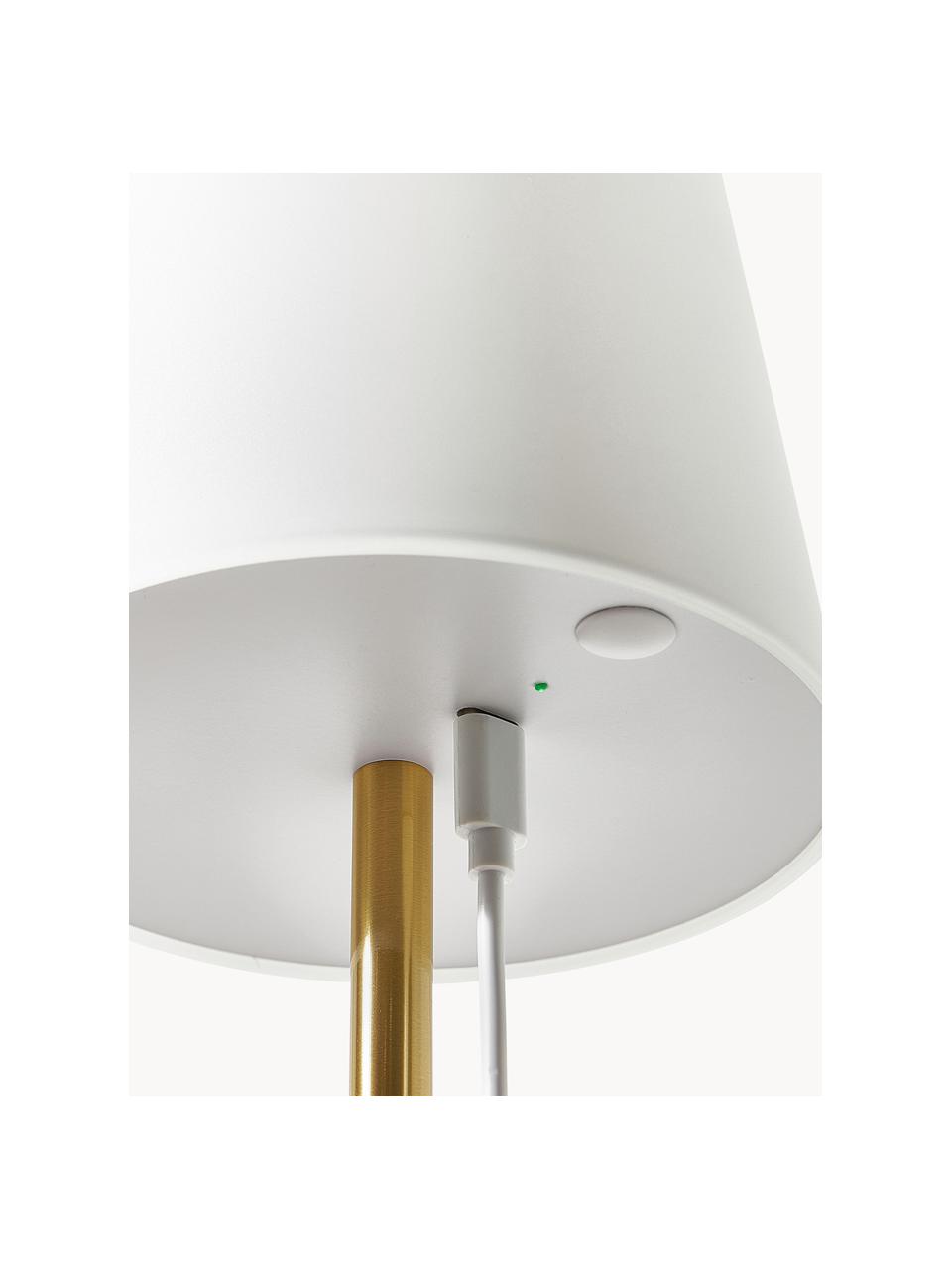 Lámpara de mesa regulable Fausta, con conexión USB, Pantalla: plástico, Dorado, blanco, Ø 13 x Al 37 cm