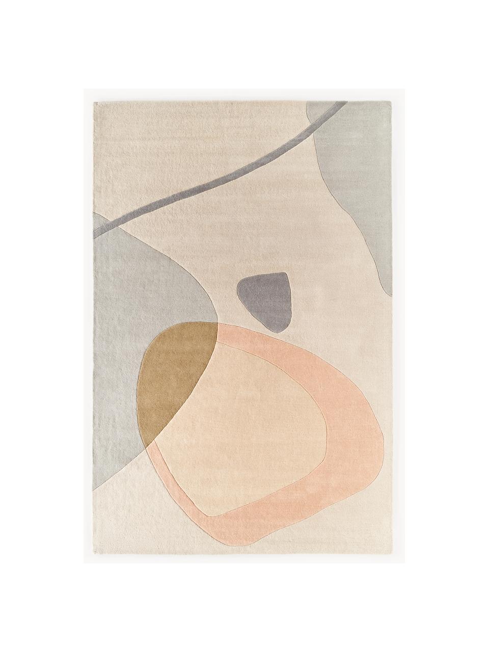 Handgetuft wollen vloerkleed Luke met abstract patroon, Onderzijde: 100% katoen Het in dit pr, Beige- en grijstinten, B 200 x L 300 cm (maat L)