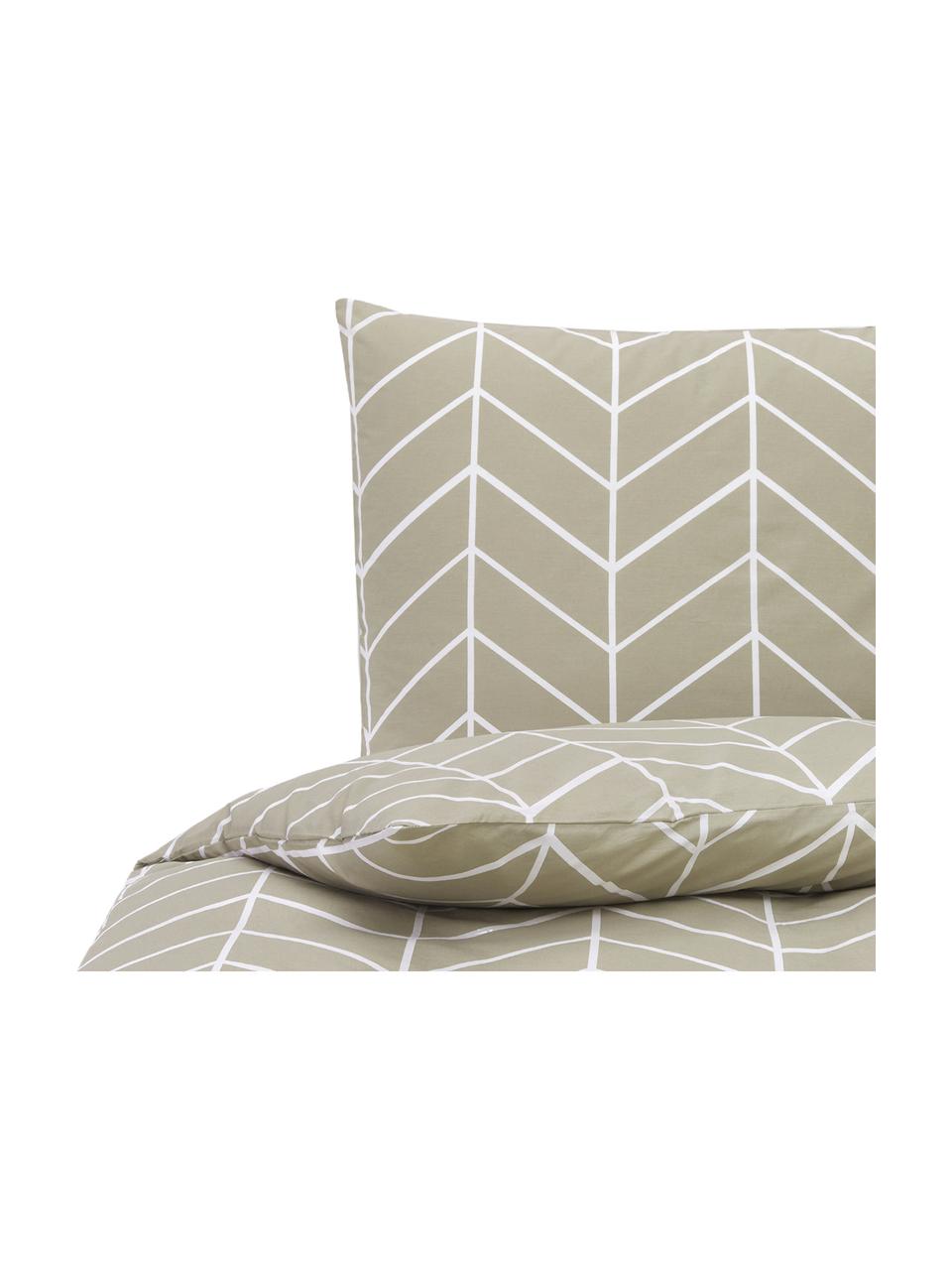 Bavlnená posteľná bielizeň s grafickým vzorom Mirja, Sivobéžová, krémovobiela