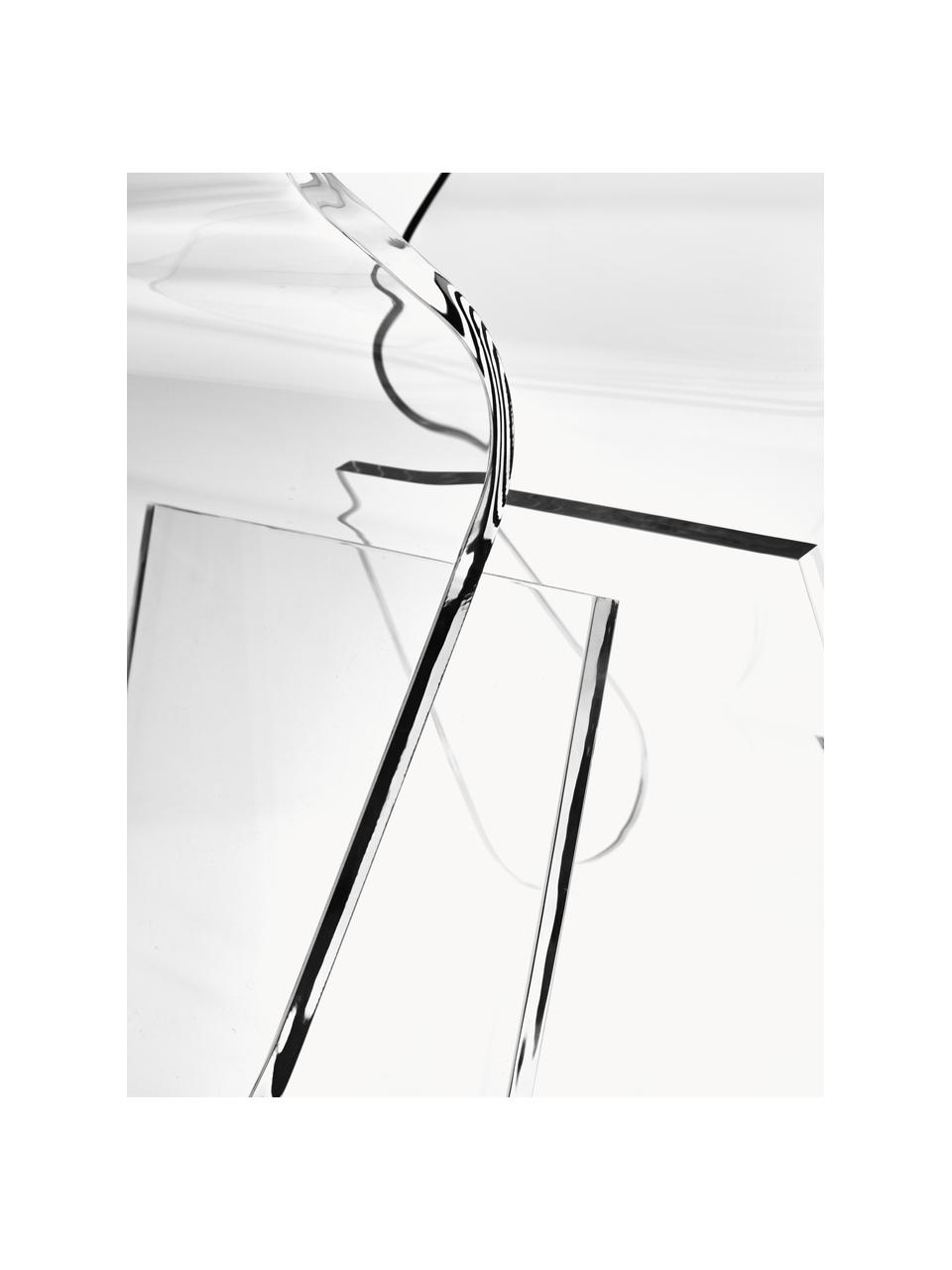 Sgabello con portariviste Loop, Acrilico, Trasparente, Larg. 42 x Alt. 43 cm