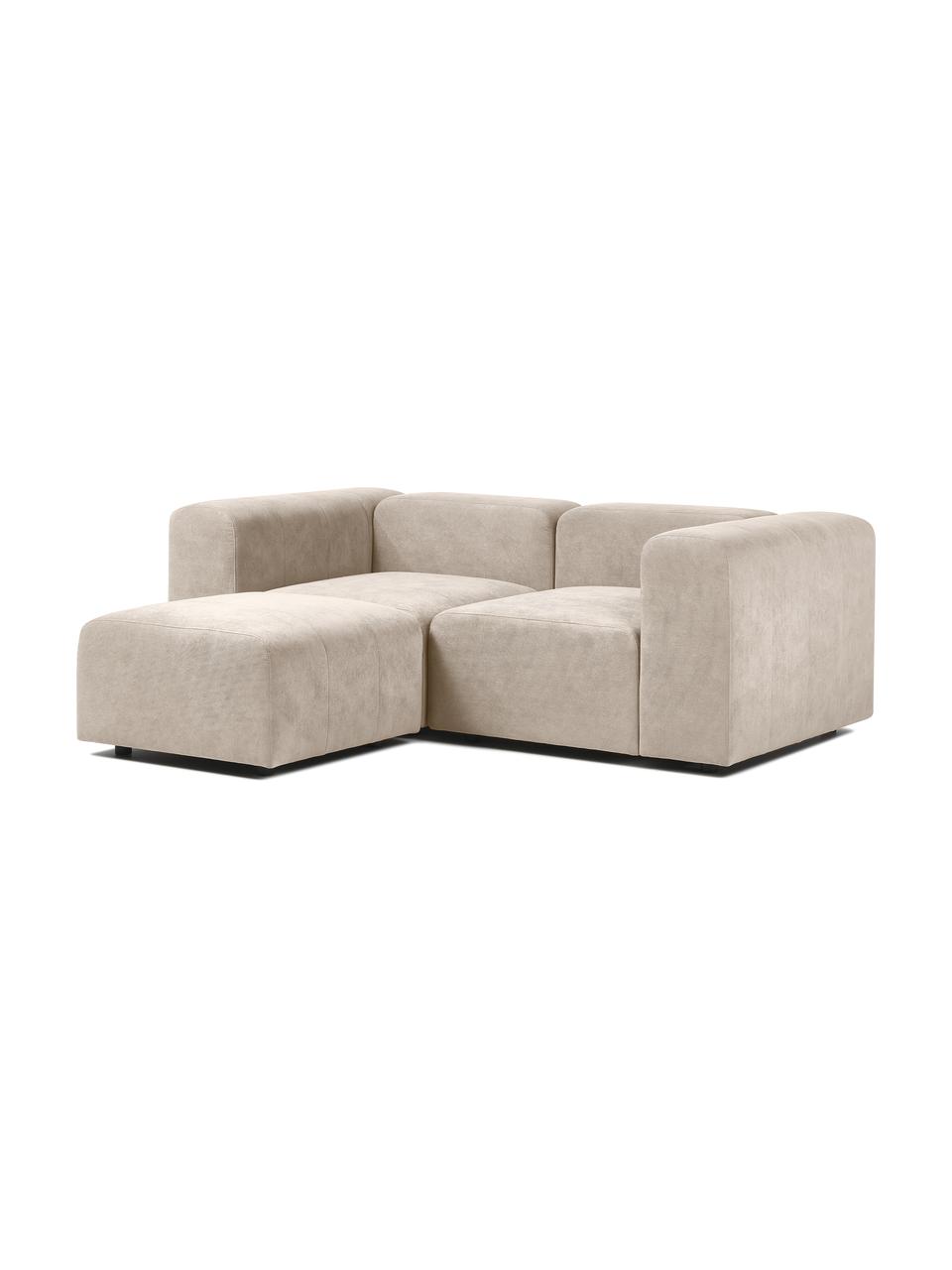 Modulares Sofa Lena (3-Sitzer)  mit Hocker in Beige, Bezug: Webstoff (88% Polyester, , Gestell: Kiefernholz, Schichtholz,, Füße: Kunststoff, Webstoff Beige, B 209 cm x T 181 cm