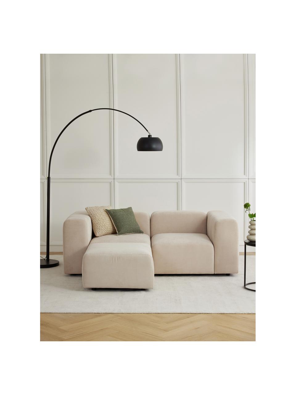 Modulares Sofa Lena (3-Sitzer) mit Hocker, Bezug: Webstoff (88% Polyester, , Gestell: Kiefernholz, Schichtholz,, Füße: Kunststoff, Webstoff Hellbeige, B 209 x T 181 cm