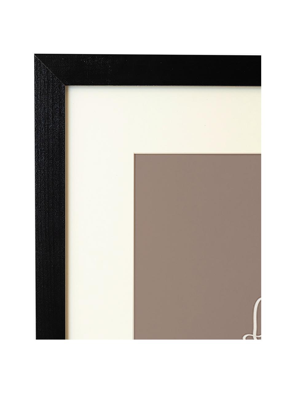 Gerahmter Digitaldruck Minimal Line Face, Rahmen: Buchenholz, FSC zertifizi, Bild: Digitaldruck auf Papier, , Front: Acrylglas, Schwarz, Nougat, B 33 x H 43 cm