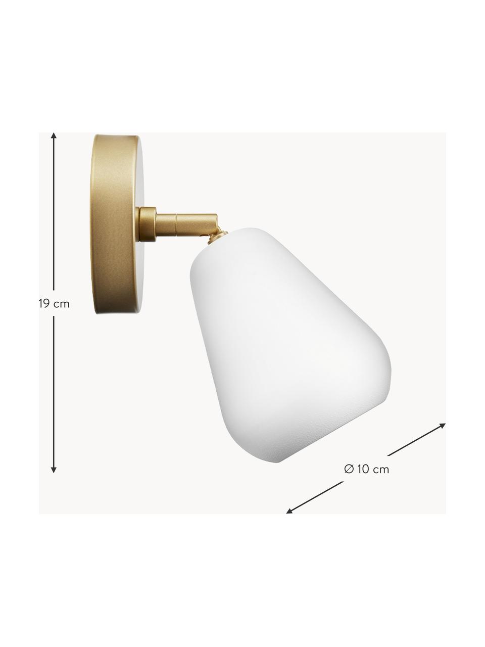 Kleine Wandleuchte Anoli, Lampenschirm: Glas, Weiß, Goldfarben, Ø 10 x H 19 cm