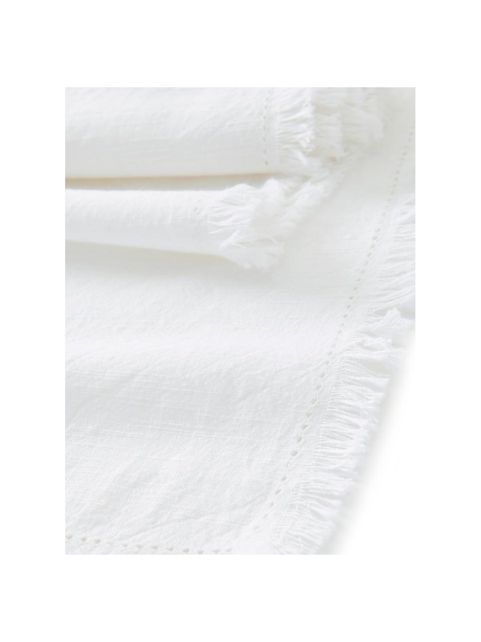 Camino de mesa con flecos Hilma, 100% algodón, Blanco, An 40 x L 140 cm