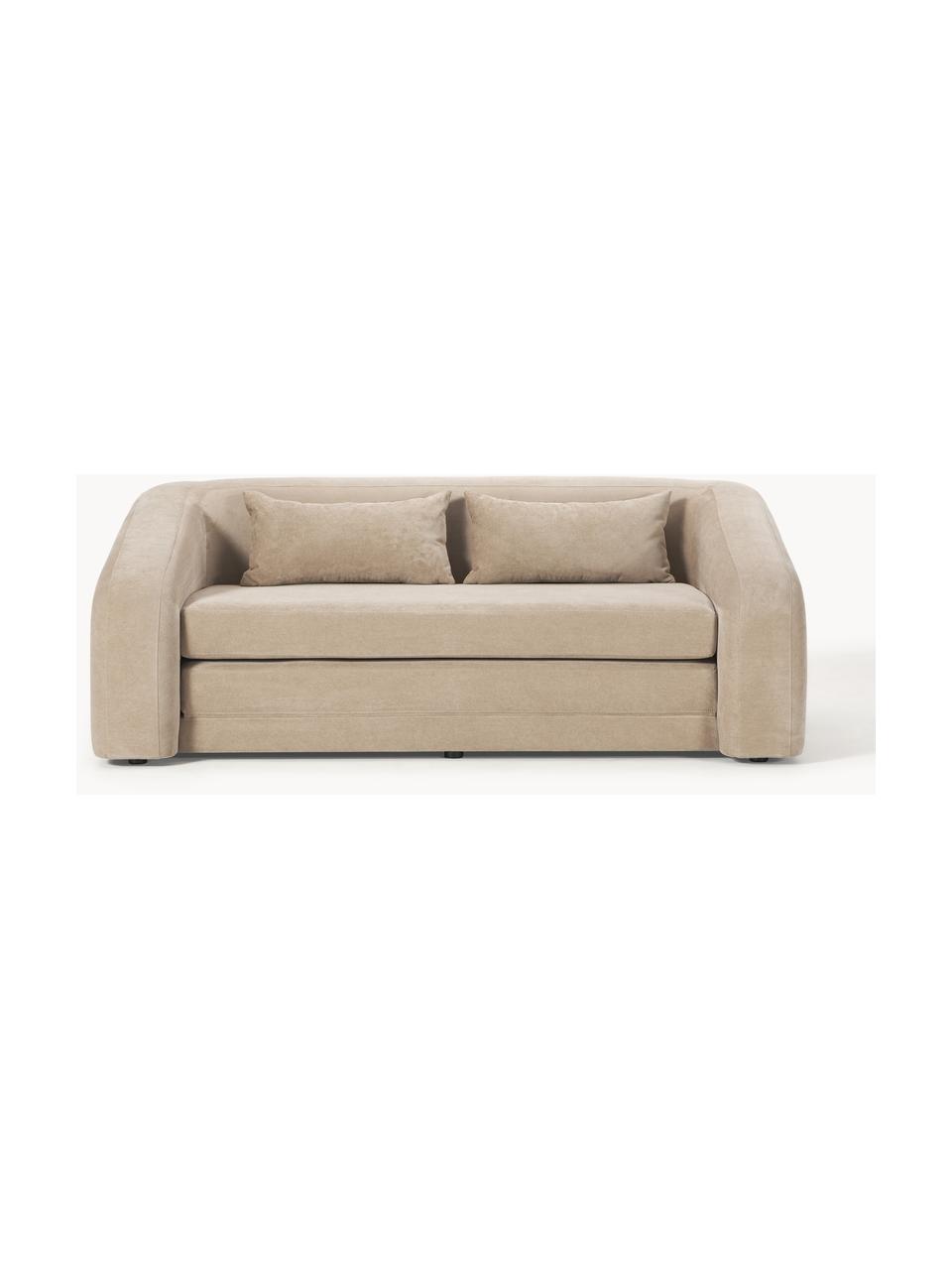 Divano letto 2 posti Eliot, Rivestimento: 88% poliestere, 12% nylon, Piedini: plastica, Tessuto beige, Larg. 180 x Prof. 100 cm