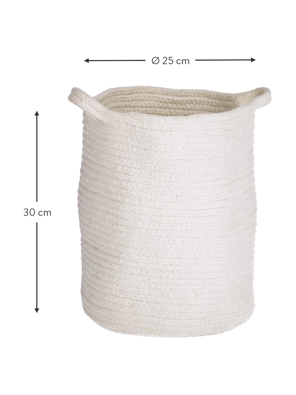 Cesto portaoggetti in cotone fatto a mano Abeni, 100% cotone, Bianco, Ø 25 x Alt. 30 cm