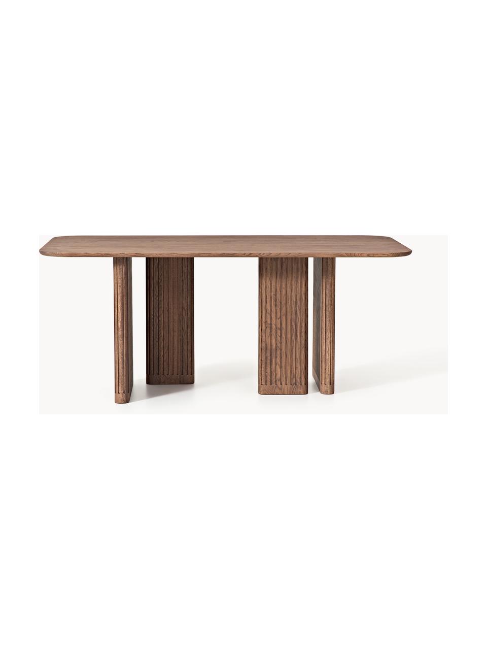 Table en chêne Jolka, tailles variées, Chêne brun foncé laqué, larg. 180 x prof. 95 cm