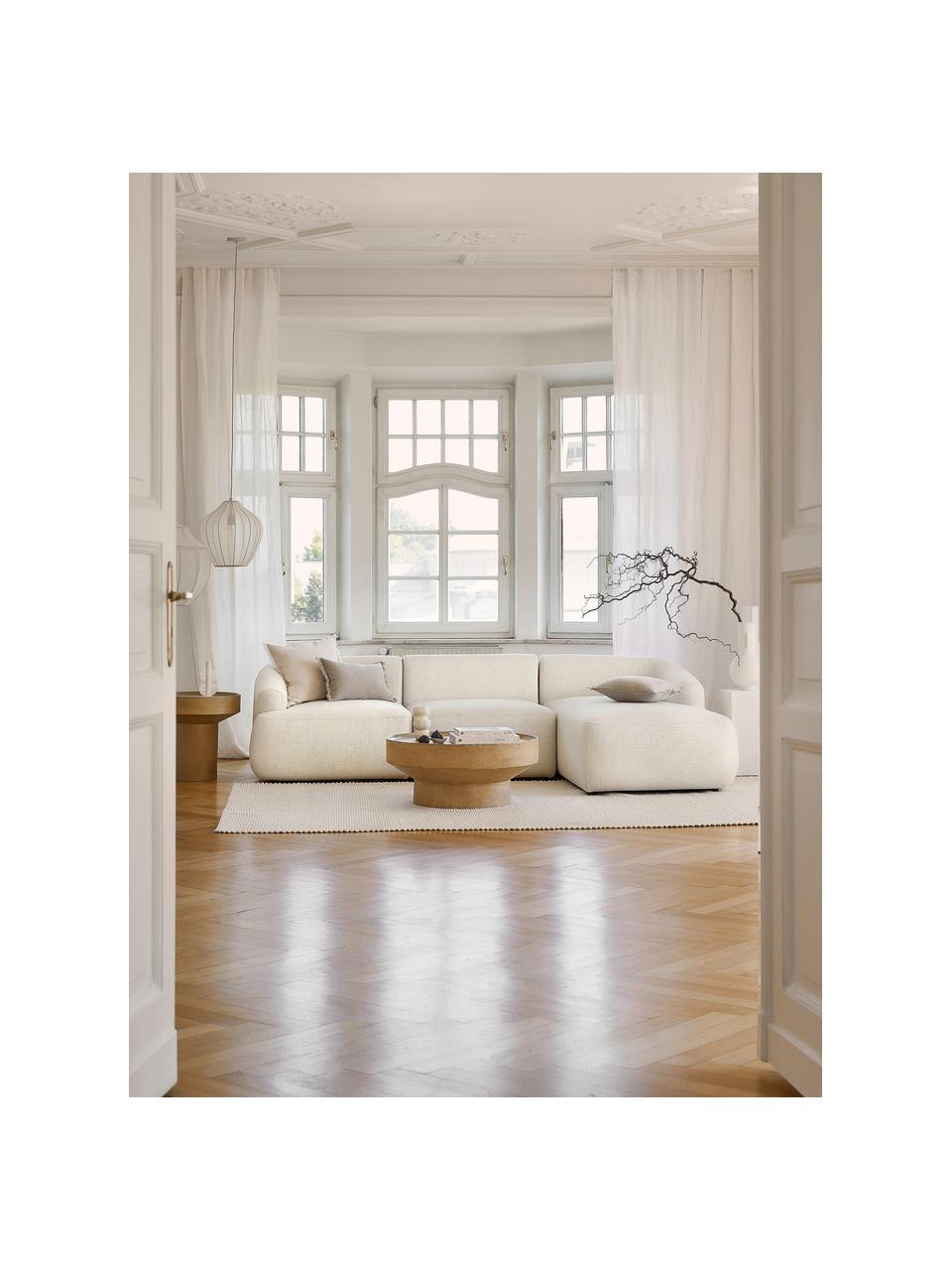 Modulaire hoekbank Sofia in beige, Bekleding: 100% polypropyleen, Frame: massief grenenhout, spaan, Poten: kunststof, Geweven stof beige, B 278 x D 174 cm, hoekdeel rechts