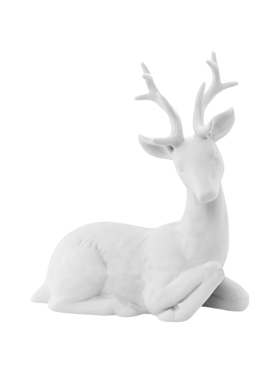 Deko-Objekt Reindeer, Porzellan, Weiß, 19 x 22 cm