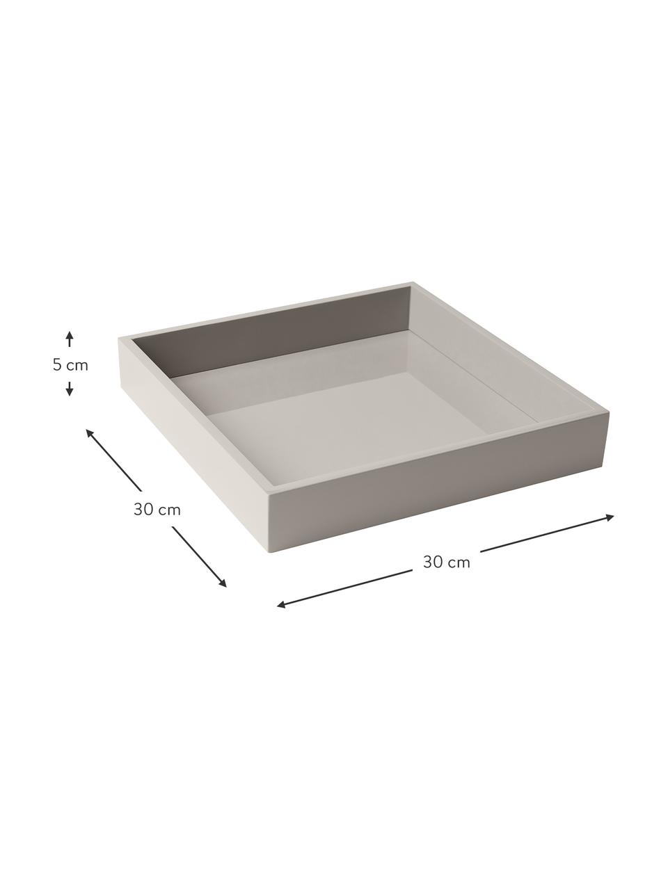 Plateau haute brillance Hayley, Gris clair, larg. 30 x prof. 30 cm