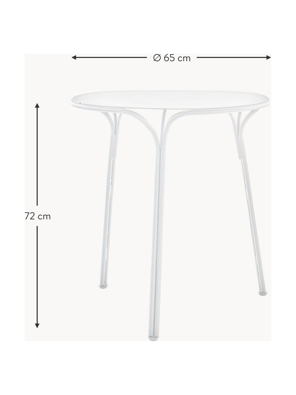 Table de jardin ronde Hiray, Ø 65 cm, Acier galvanisé, laqué, Blanc, Ø 65 x haut. 72 cm